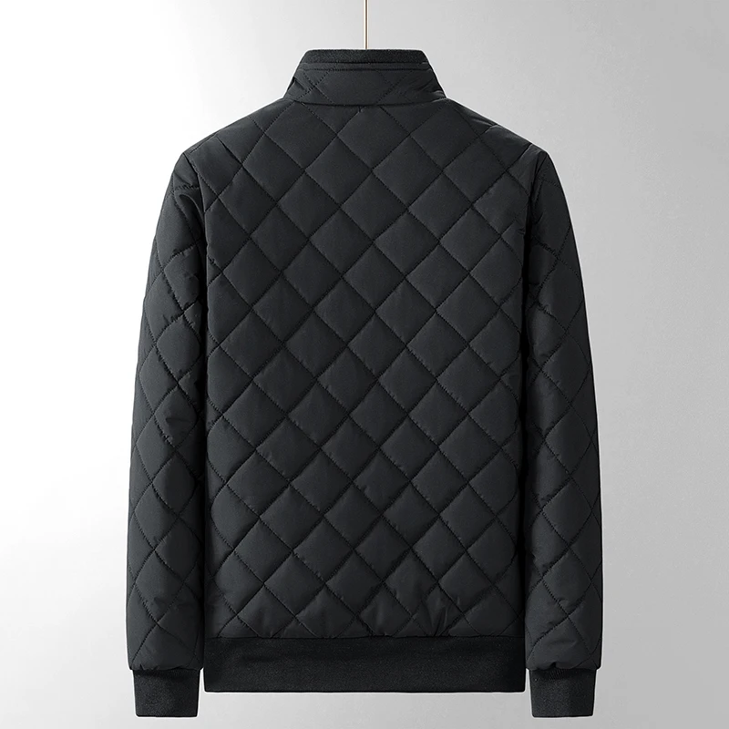 Manteau Slim Smile pour Homme, Veste Matelassurera Coupe-Vent à Carreaux de Diamant, Fermeture Éclair en Métal, Col Montant, Happator Fashion, Nouveau