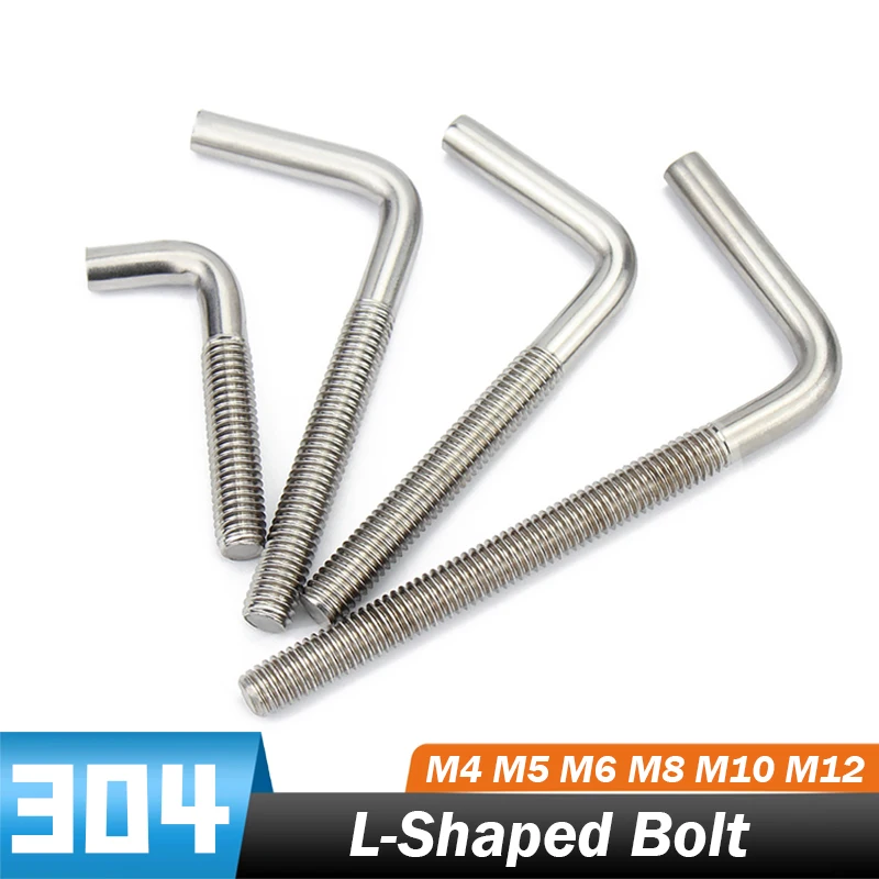 

304 Stianless Steel A2-70 M4~m12 L-shaped Right Angle Anchor Bolt Screw Right Angle 7-shaped Anchor Bolt