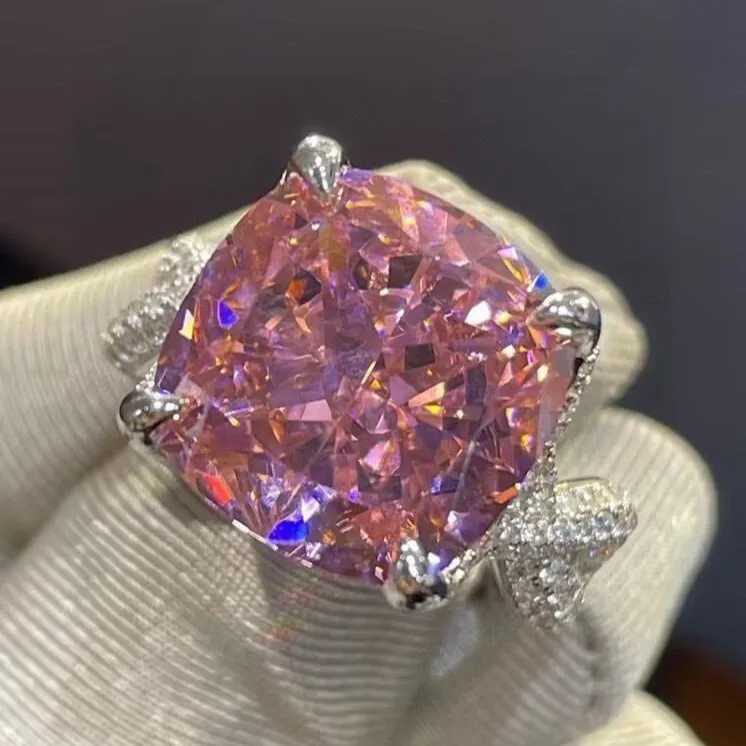 

925 Sterling Silver Sparkling 25CT Lab Sapphire High Carbon Diamond Gems Cocktail Rings Fine Jewelry Anniversary Gifts