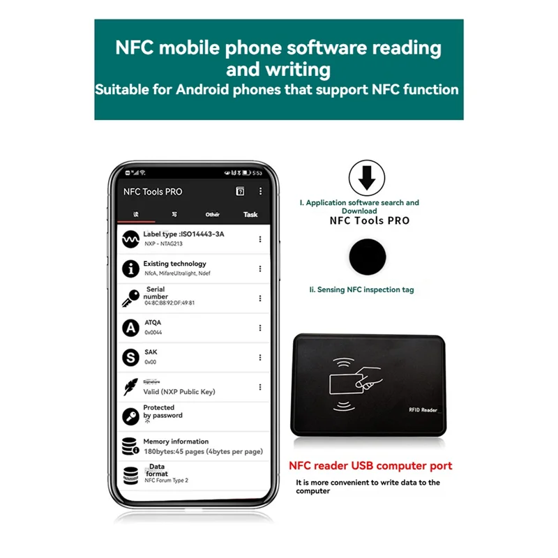 

B04C-NFC 213 Anti-Metal RFID Tag Guard Tour Patrol System Anti-Metal NFC 213 Chip 13.56Mhz 144Bytes Black