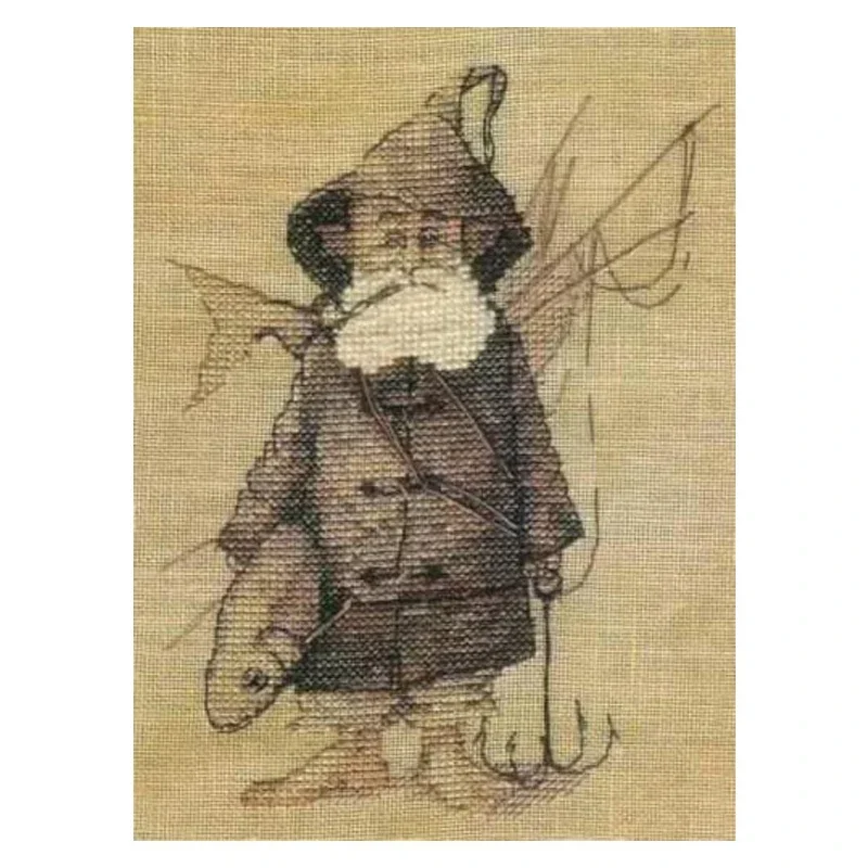 Amishop Gold Collection Counted Cross Stitch Kit Le Pecheur Nimue 54 Old Fisher Fishermen Man And Fish