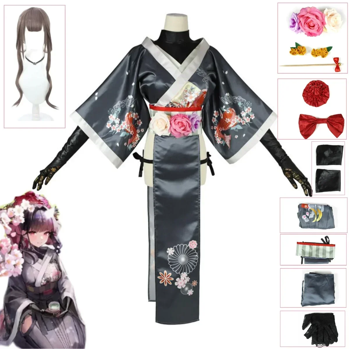 Game NIKKE The Goddess of Victory Sakura Cosplay Costume Japanese Kimono Blouse Skirt Gloves Anime Convention Props