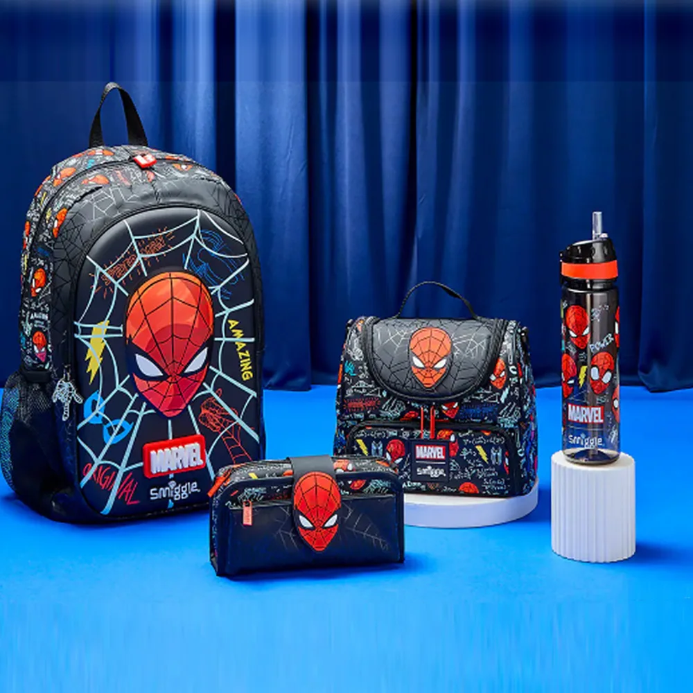 Marvel Spiderman Children Stationery Student School Bag Crossbody Lunch Bag Lunch Box Wallet Pencil Case Water Cup Birthday Gift