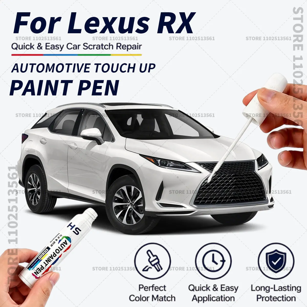 For Lexus RX Quick Dry Car Touch Up Paint Pen Auto Scratch Repair Brush for Paint Chips Scratches and Scuffs Blue White Brown