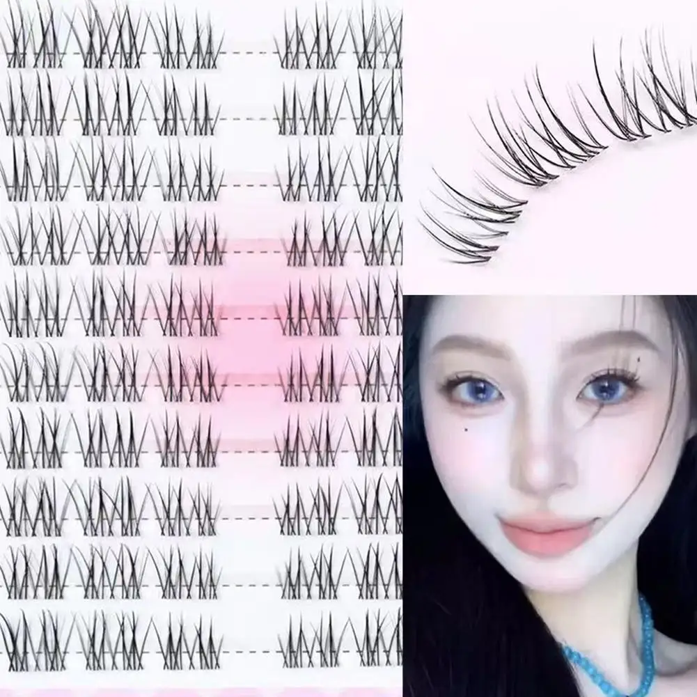 Kein Kleber erforderlich, koreanische Manga-Falsche Wimpern, gefüchstes Auge, gemischte Einzelwimpern, Cluster-Curling, lange und dicke natürliche Wimpern