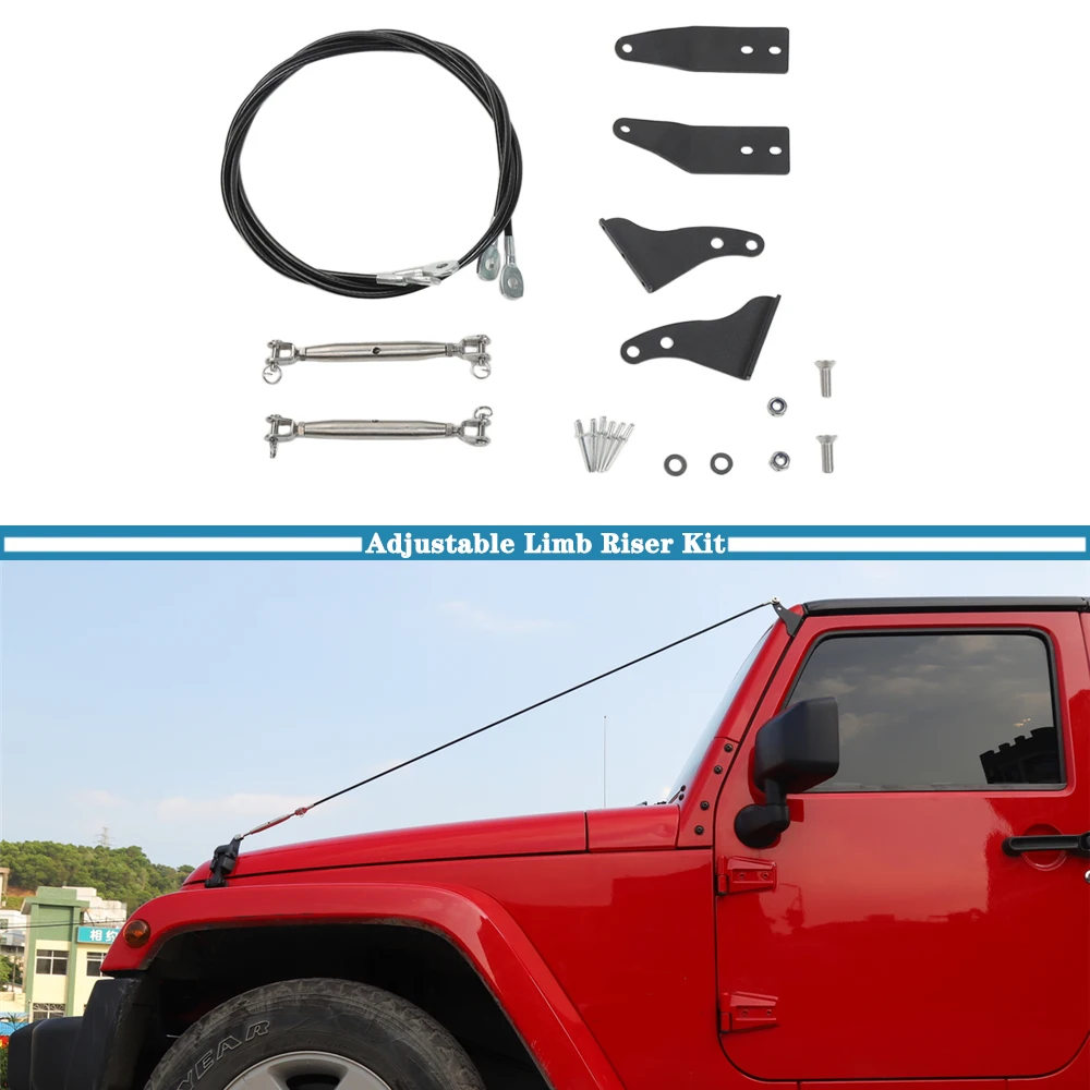 Hood Limb Riser Kit Obstacle Eliminate Rope Branch Brush Line Protector for Jeep Wrangler JK JKU 2007-2018 Exterior Accessories