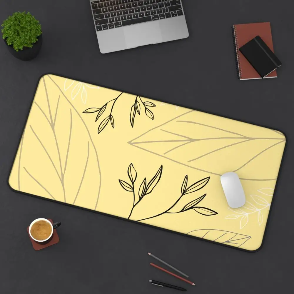 Decorative yellow desk mat.Workspace art mat.Writing desk mat.Office accessory.Computer keyboard mousepad.Gaming mousepad.