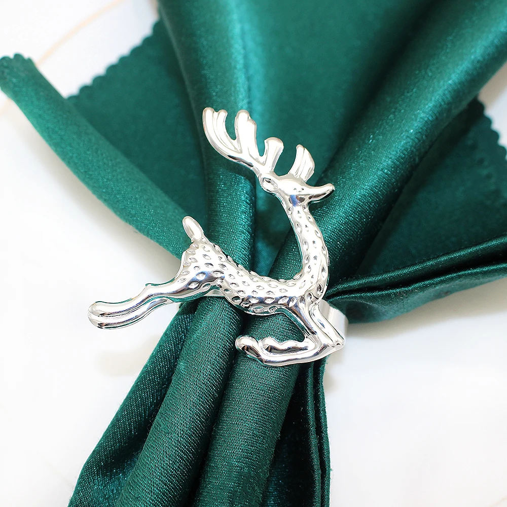 50Pcs Christmas Reindeer Napkin Rings Deer Napkin Buckle for Christmas Holiday Dinners Parties Wedding Baby Shower Table Decor