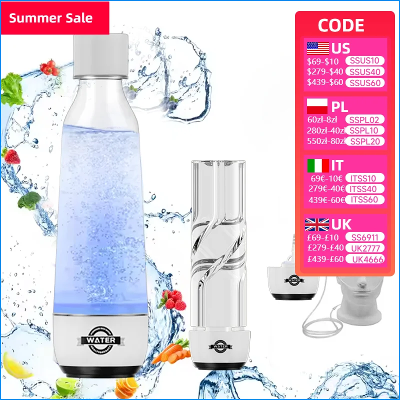 

3000PPB Hydrogen Water Bottle SPE PEM Technology Molecular Hydrogen Generator Rich Water Bottle Glass Maker for Health