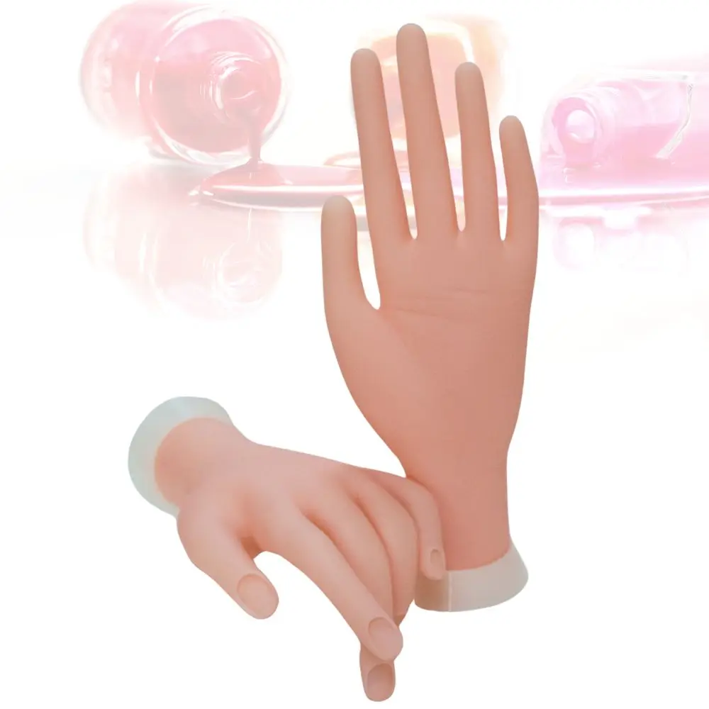 柔軟なソフトネイル練習用ハンドモデル、マニキュアトレーニング用の曲げ可能なフェイクハンドネイルサロンツール