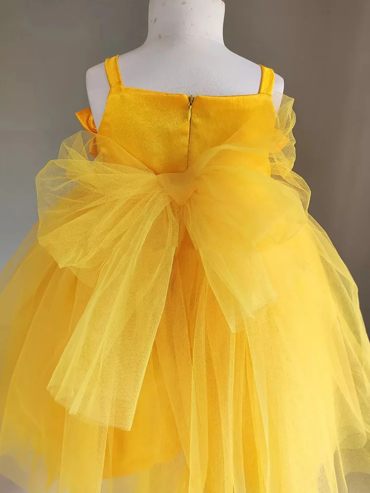 luxury Girls Princess Big flower Children tutu Wedding Gown Sleeveless Kids Dresses baby infant Birthday Party Dress