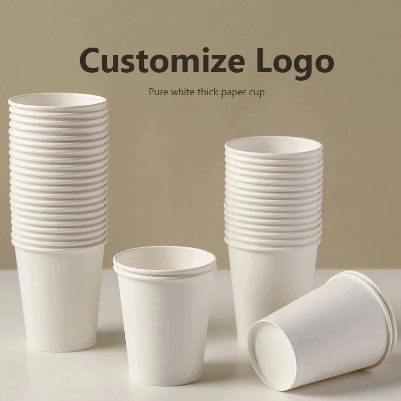 1000Pcs 250ml 9oz Disposable Paper Cups, Custom Printed Company Logo for Party & Events