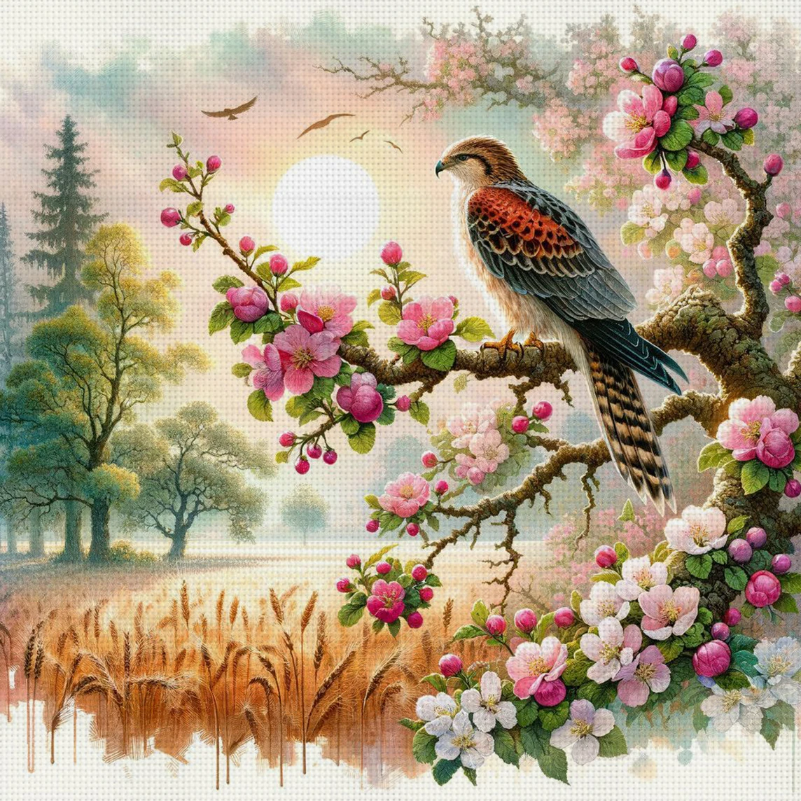 

Набор для вышивания крестиком Hawk & Blossom, 11CT, для декора стен, подарок, ручная работа, без рамки, полуфабрикат, 36×36 см