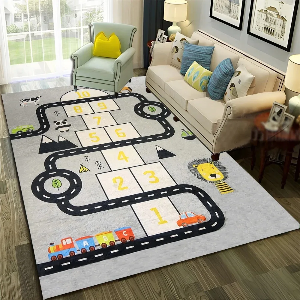 Road Map Pattern Rug City Traffic Design Carpet Creative Driving Theme Home Decor Floor Covering Room Decoration Modern Style