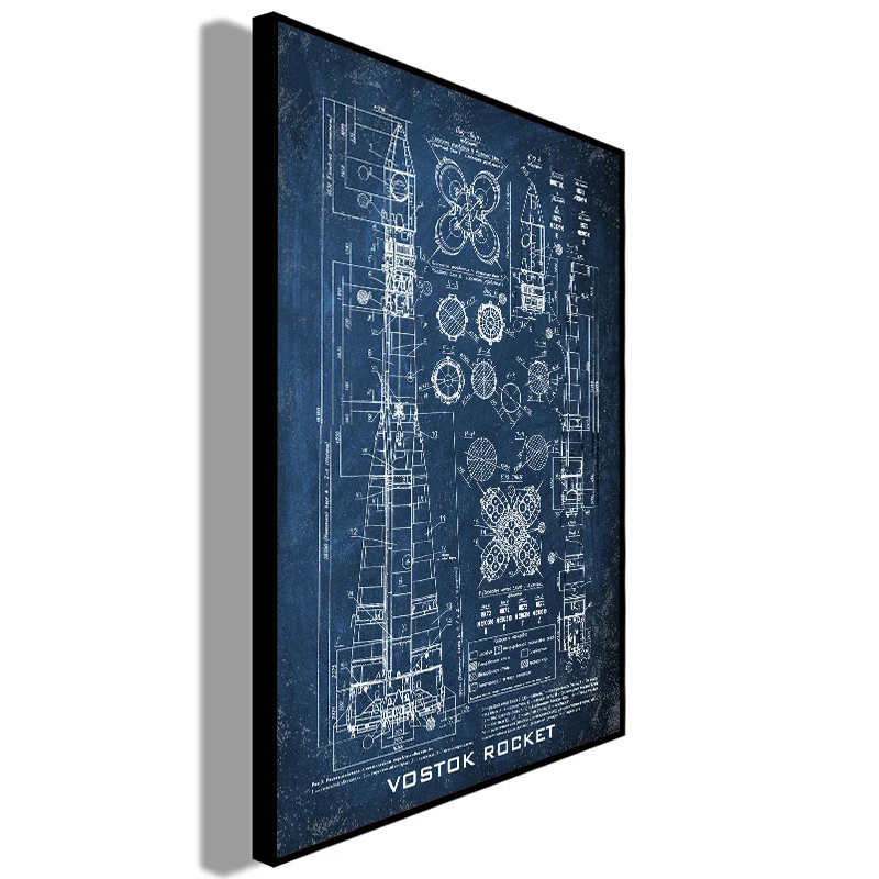 السبورة خمر مخطط المشارك قماش اللوحة يطبع مكوك الفضاء الفني العلوم جدار الفن هدية ديكور غرفة المنزل بدون إطار #5