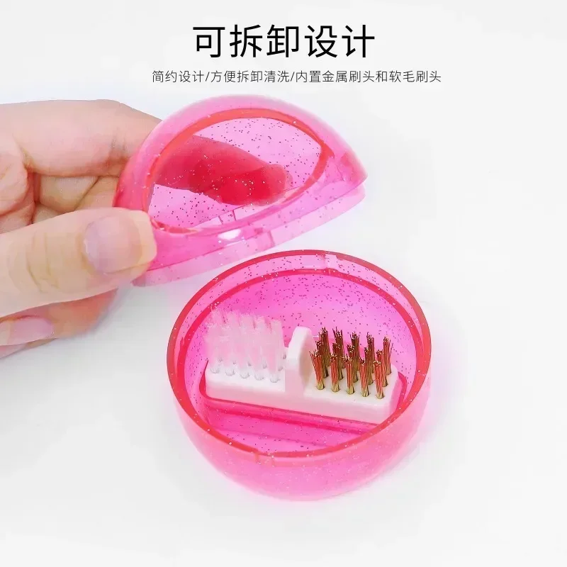 Nail Drill Bit Cleaning Brush Pink Clear Grinding Head Milling Cutter Remove Dust Box Copper Wire Brush Manicure Tools