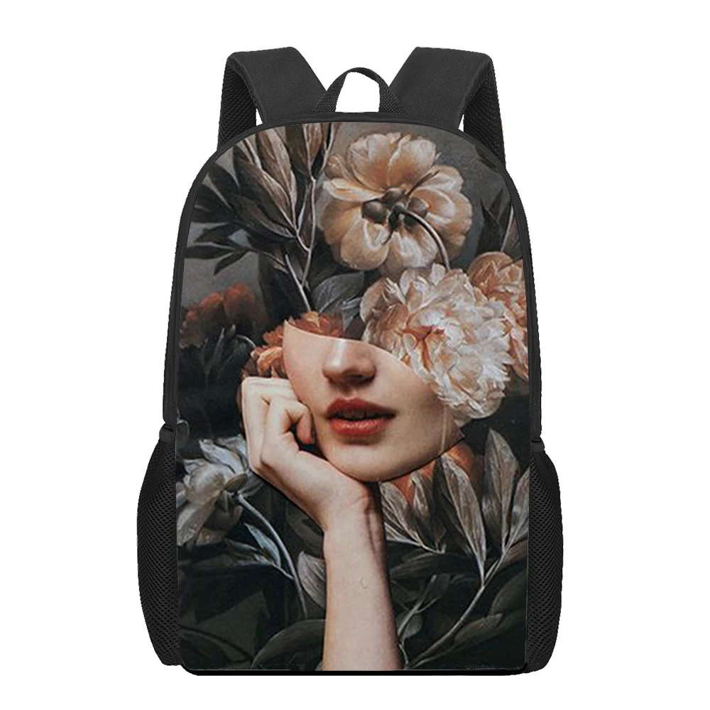 Mochila de grande capacidade com pintura abstrata para meninas e meninos adolescentes, bolsas escolares para crianças impressas em 3D, bolsas casuais para crianças