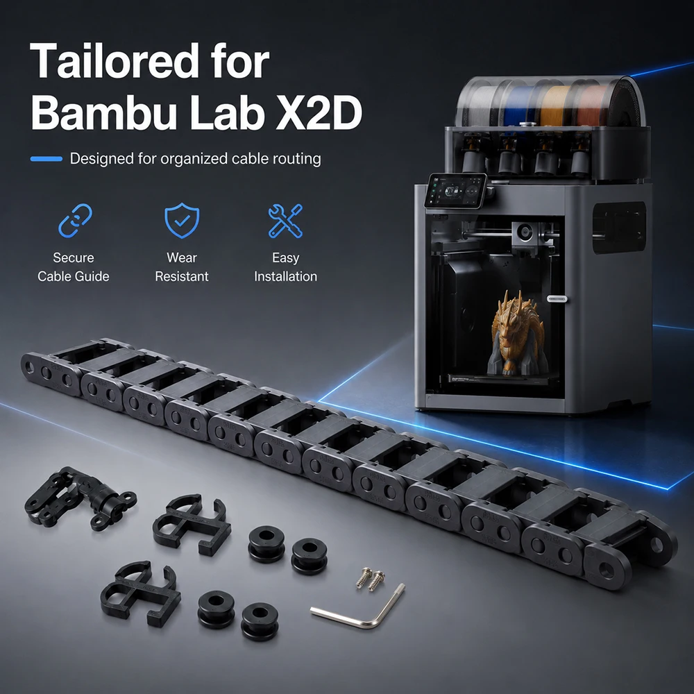 For Bambu Lab X2D  Drag Chain Kit Organized Routing  And Easy To Install Drag Chain Kit For Bambu X2D 3D Printer Accessories