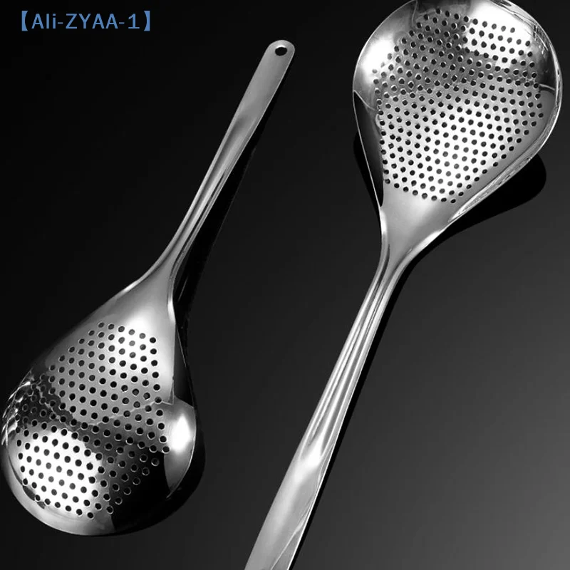 【ZYAA-1】Stainless Steel Strainer Spoon Skimmer Slotted Spoon Pepper Strainer Colander Spaghetti Drain Spoon Food Filtration