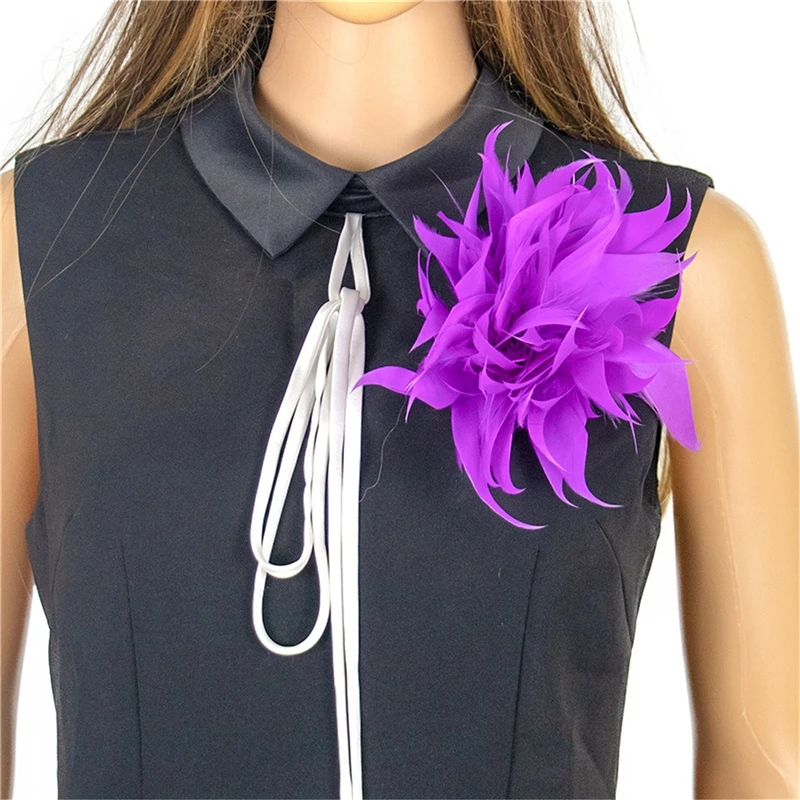 Fashion Feather Brooch Ostrich Plume Scarf Clip For Women Brooches Lapel Pins Dress Accessory Boutonniere Ladies Hair