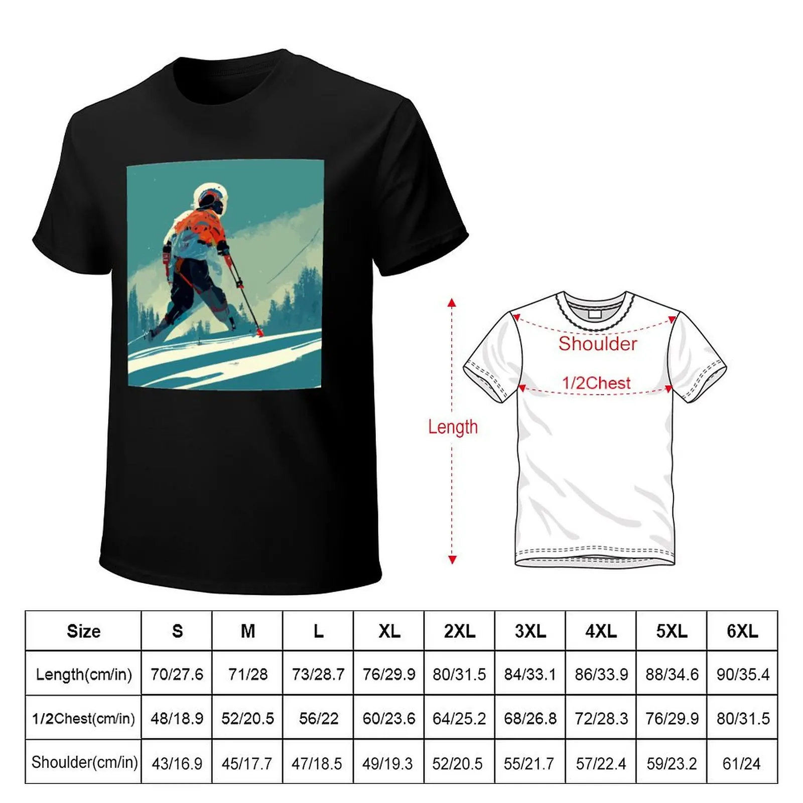 Ski race po skier while skiing T-Shirt t shirts with prints T-Shirt
