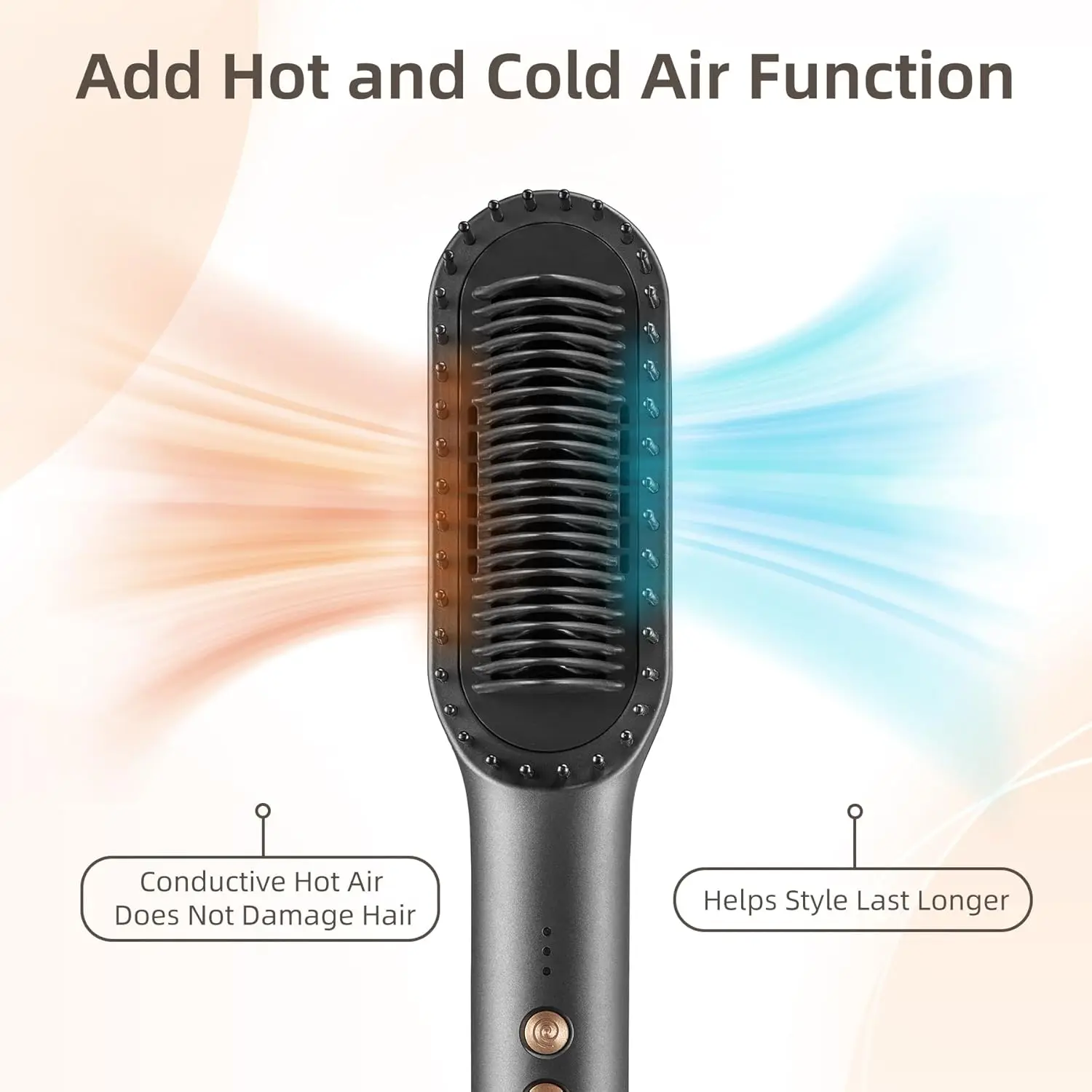 Hair Straightener Brush and Blow Dryer Brush in One with Built-in Comb Anti-Scald Negative Ionic Hair Brush Straightener Curling