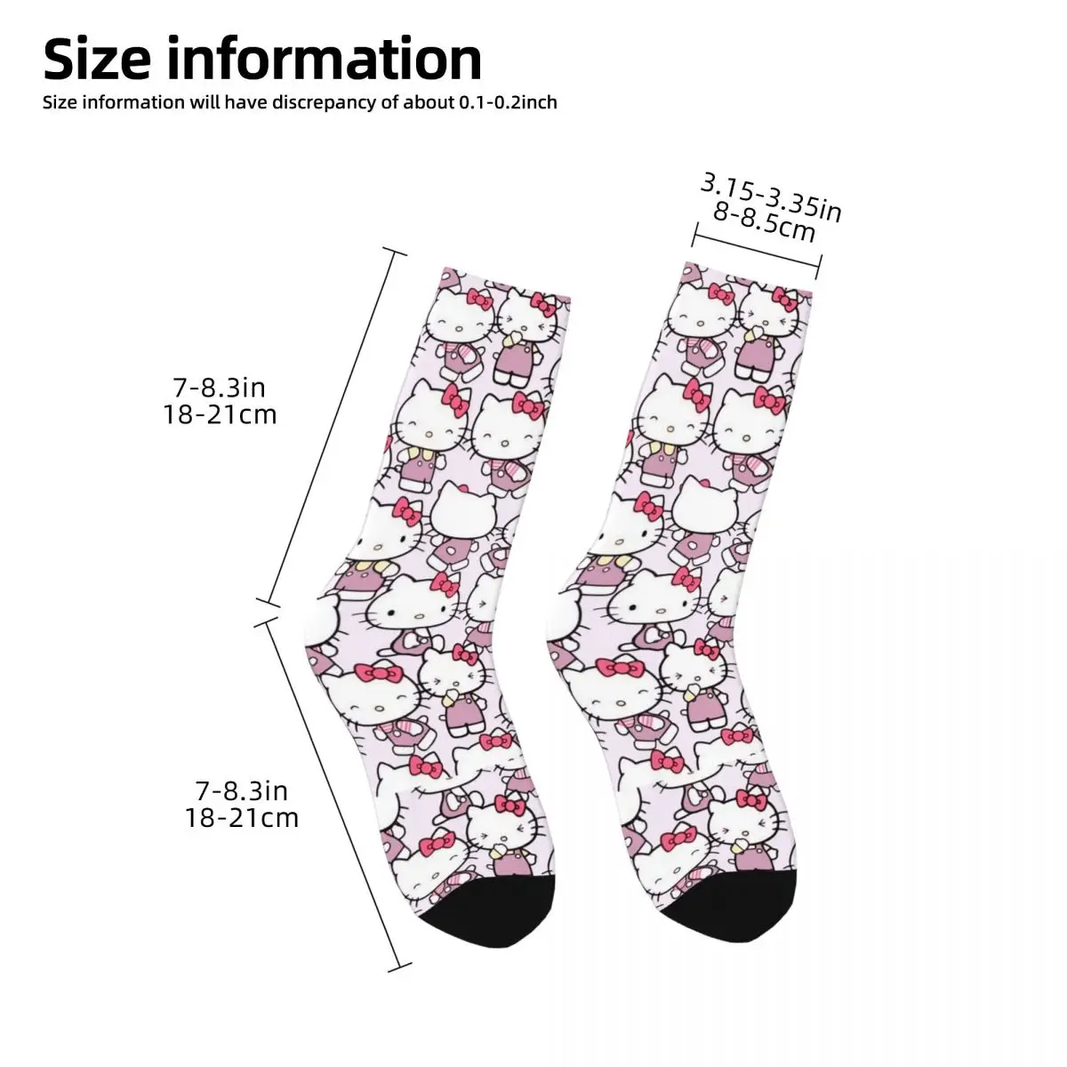 Autumn Winter Colorful Men's Women's Hello Kitty Pattern Socks Kawaii Cartoon Non-slip Sports Socks