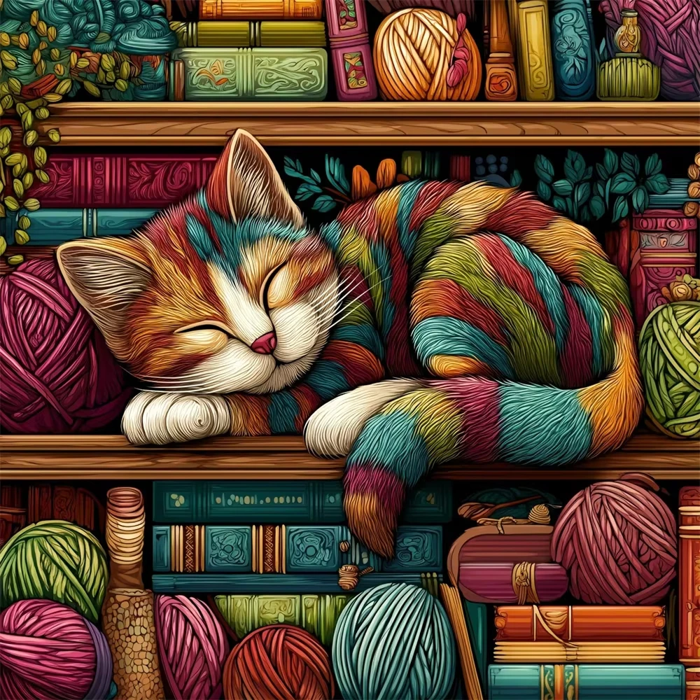 

Unique Cat Animal Wool 500PCS/1024 PCS Jigsaw Puzzles Challenging Family Activity Game for Gameroom Bedroom Home Decor Gift