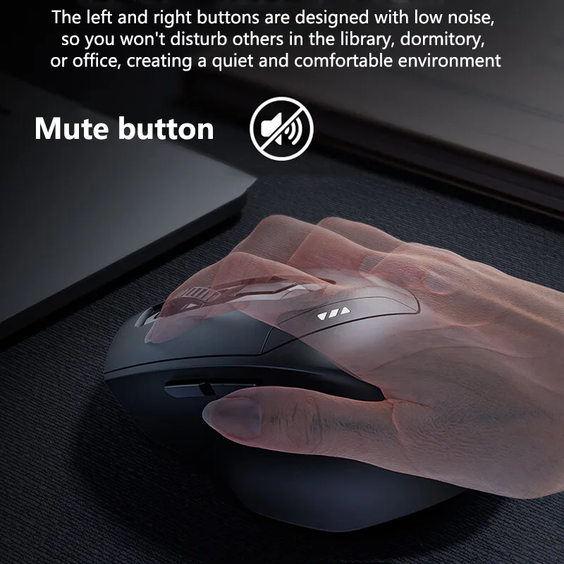 Inphic DR01 Bluetooth Mouse Sem Fio Design Ergonômico Mouse Recarregável Silencioso para Home Office Laptop Desktop e Tablet