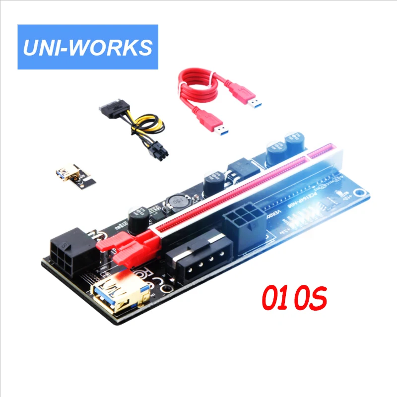Extensor PCI-E Riser PCI Express Card ver 009s 008 010s 1x a 16x USB3.0 SATA a 4Pin IDE Molex Power para BTC Miner Machine, 3 uds.