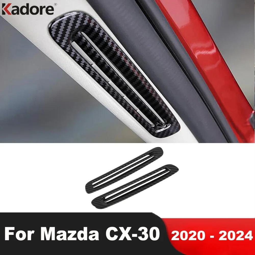 

Car Front Door A Pillar Air Condition Vent Outlet Cover Trim For Mazda CX30 CX-30 2020-2024 Carbon Fiber Interior Accessories