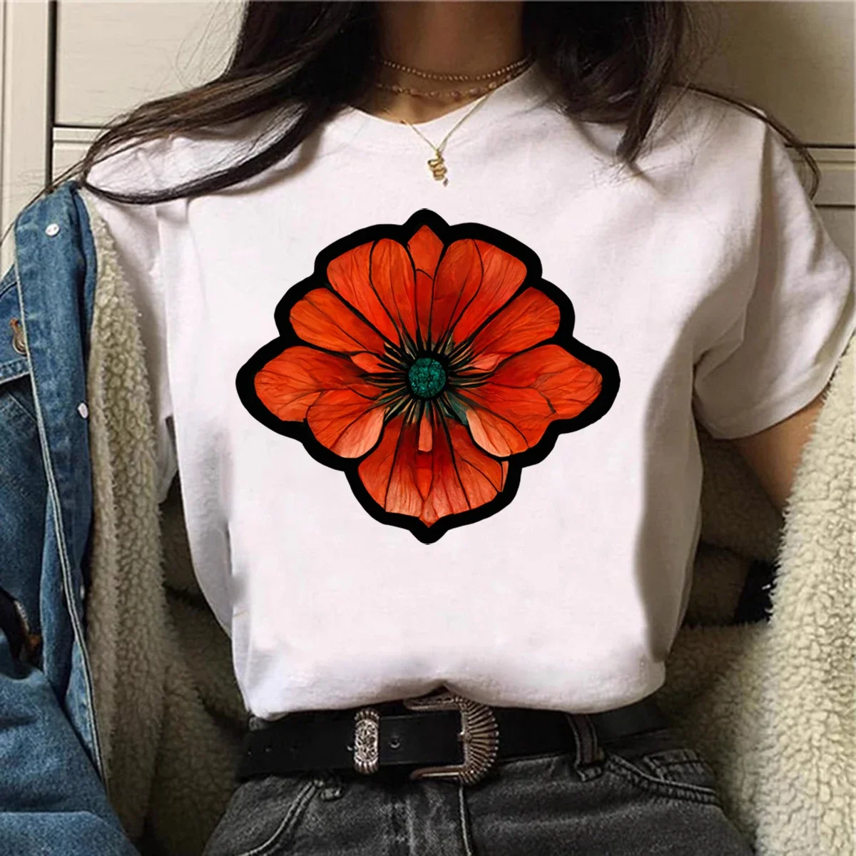 Flower Isolated Tshirt Customized T Shirt Design My Own Photo Women Tees Custom Print Logo Brand Graphics PrintOn Demand