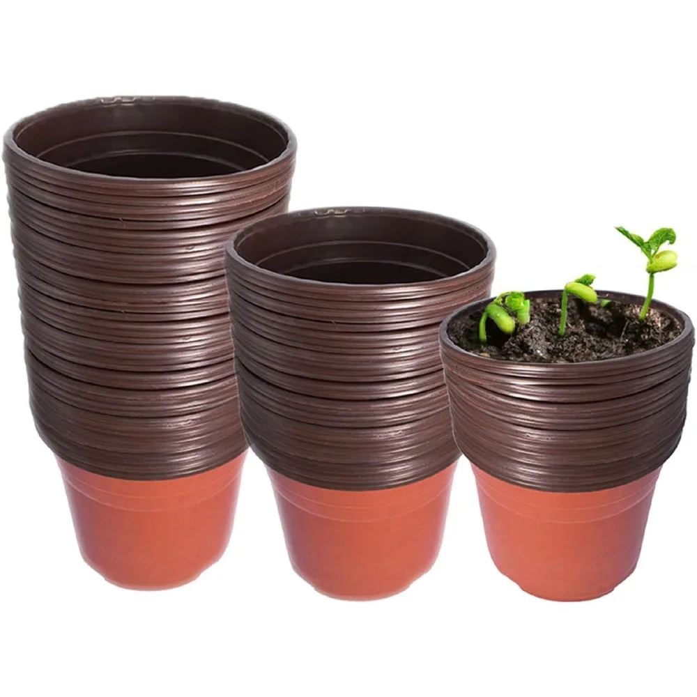 Seedling Pots Plastic Plant Pots Seedling Cups Nursery Pots Plant Container for Indoor Outdoor Plants Seeds Germination 100 Pcs