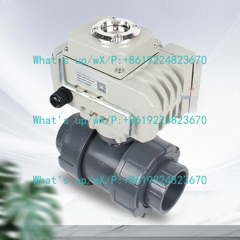 Three wire two control AC220V plastic UPVC two-way electric ball valve quick loading 10UPYQ + CEA  double live connection