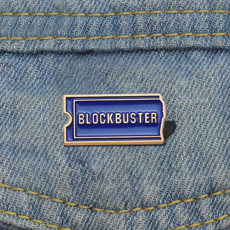 Single Pines Lapel Badges Funny Jewelry Gift for fans Friends Blockbuster Video Logo Enamel Brooch Custom Rock Music