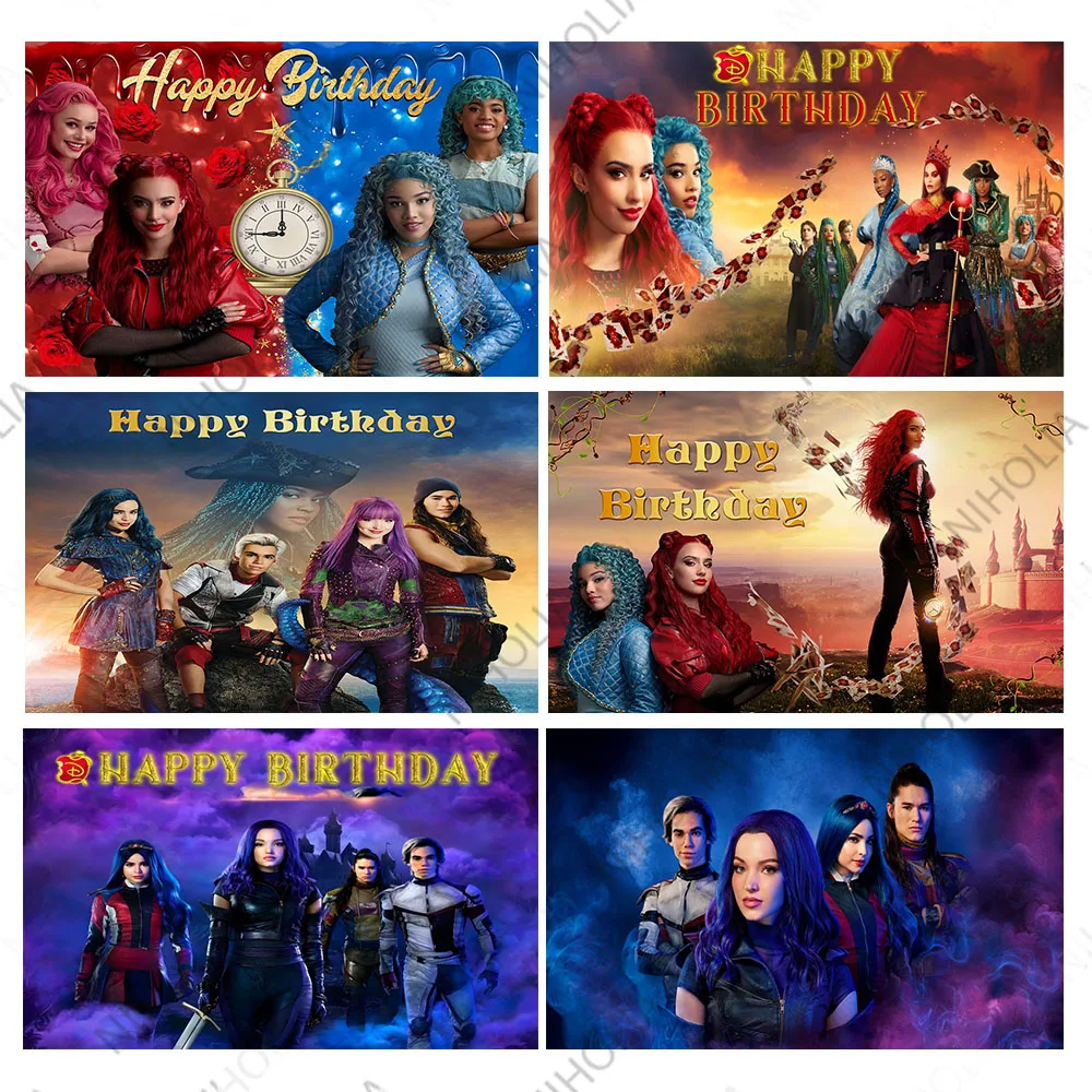 Descendants The Rise of Red Photo Backdrop Boys Girls Birthday Party Banner Bedroom Wallpaper Decoration Background