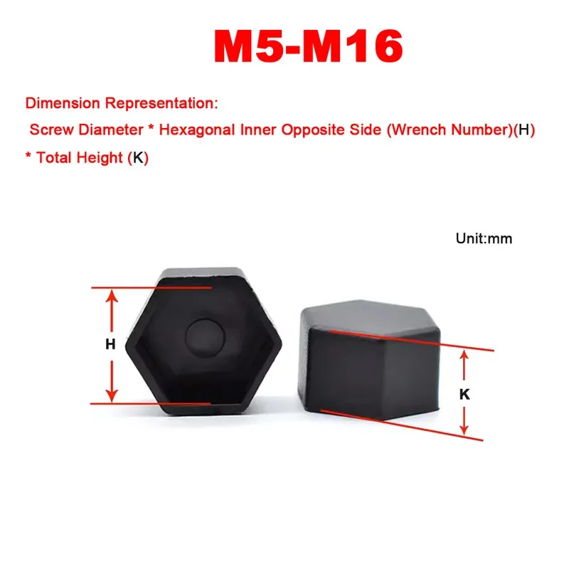 Outer Hexagonal Plastic Screw Protective Cap M5-M16 Rust Proof Decorative Cover for Industrial Electromechanical Equipment Bolts