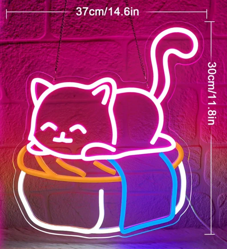 حار بيع مخصص LED النيون تسجيل لطيف القط التصميم مصباح معلق للإعلان الديكور مقاوم للماء IP65 لمحلات المدارس