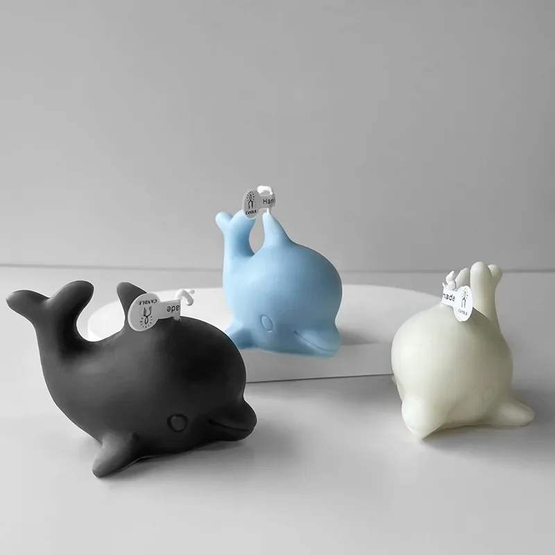 3d Dolphin Shaped Silicone Candle Mold Cute Dolphin Mould for Candle Making Supplies Gypsum Soap Handmade Scented Decor Tools