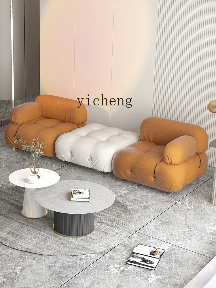 LYY  Light Luxury Tofu Block Sofa Minimalist Modern Module Square Pull Buckle Straight Row Sofa