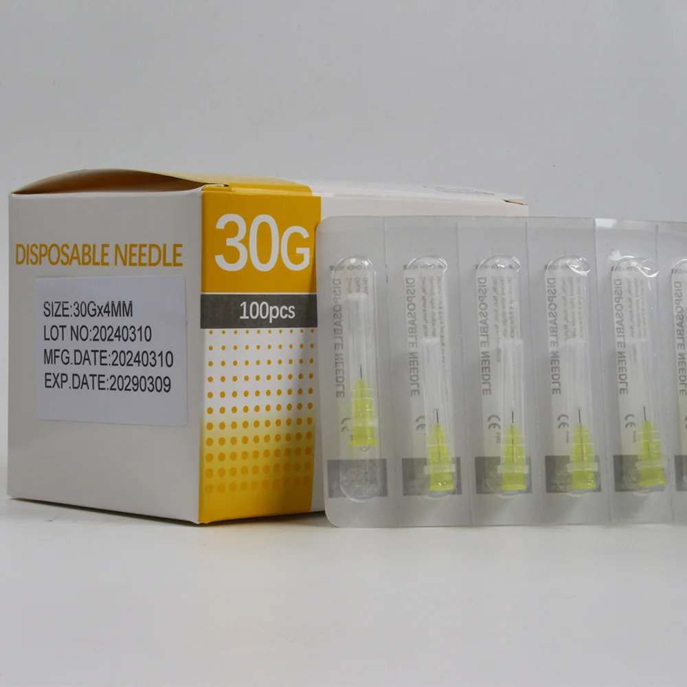 100pcs Disposable Plastic Medical Beauty30G, 31G,32G,34G Painless Small Needle Sterile Injector Micro Hypodermic Needle