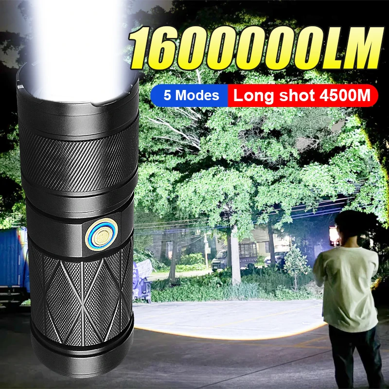 

Strong Light LED Flashlight Long Range Powerful Torch COB Light Tactical Flashlights 10000mAh Rechargeable Lamps Outdoor Camping