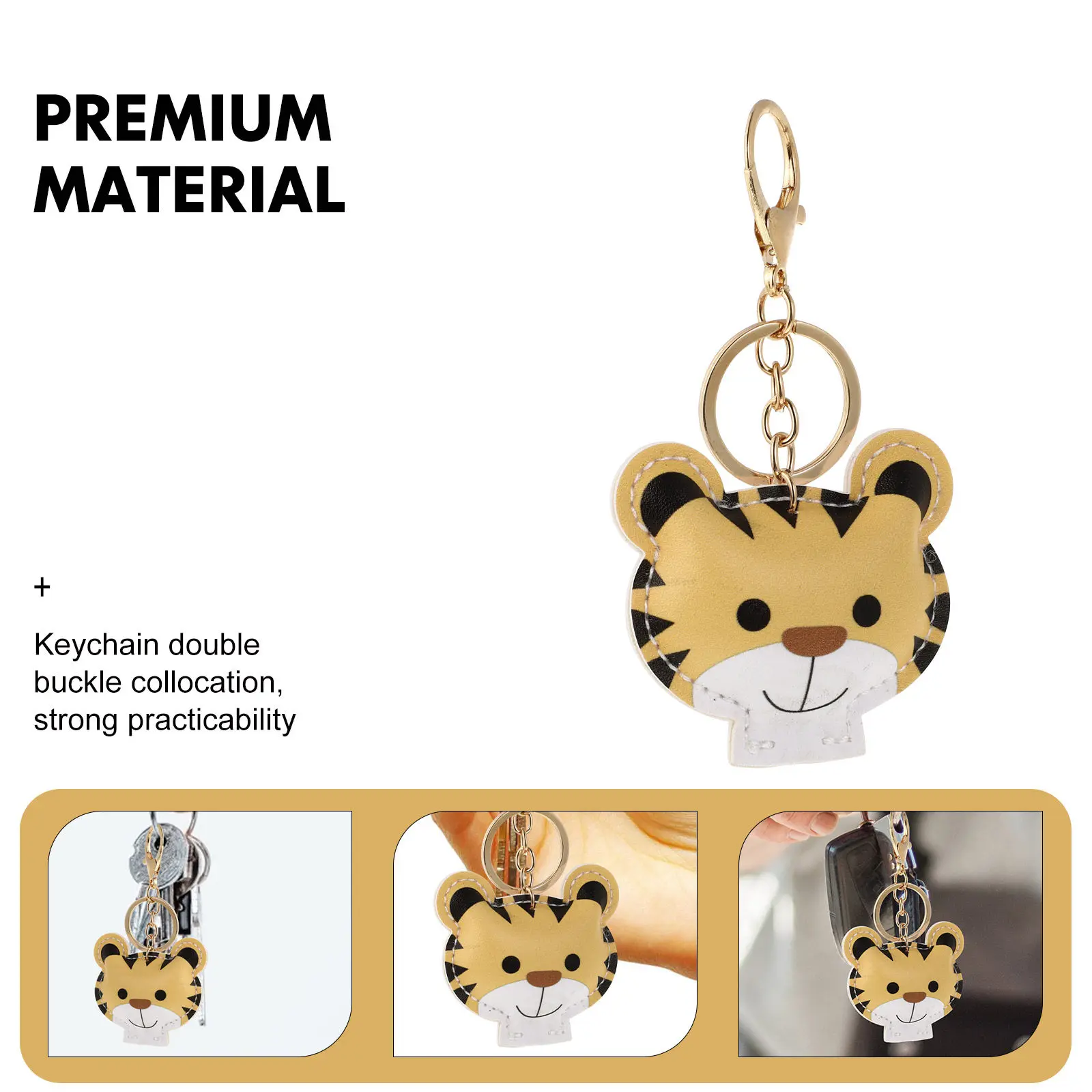

3Pcs Tiger Hanging Pendant Set Wear Resistant Material Cute Cartoon Keychain for Bag Backpack Handbag Decor Tiger Shaped Key