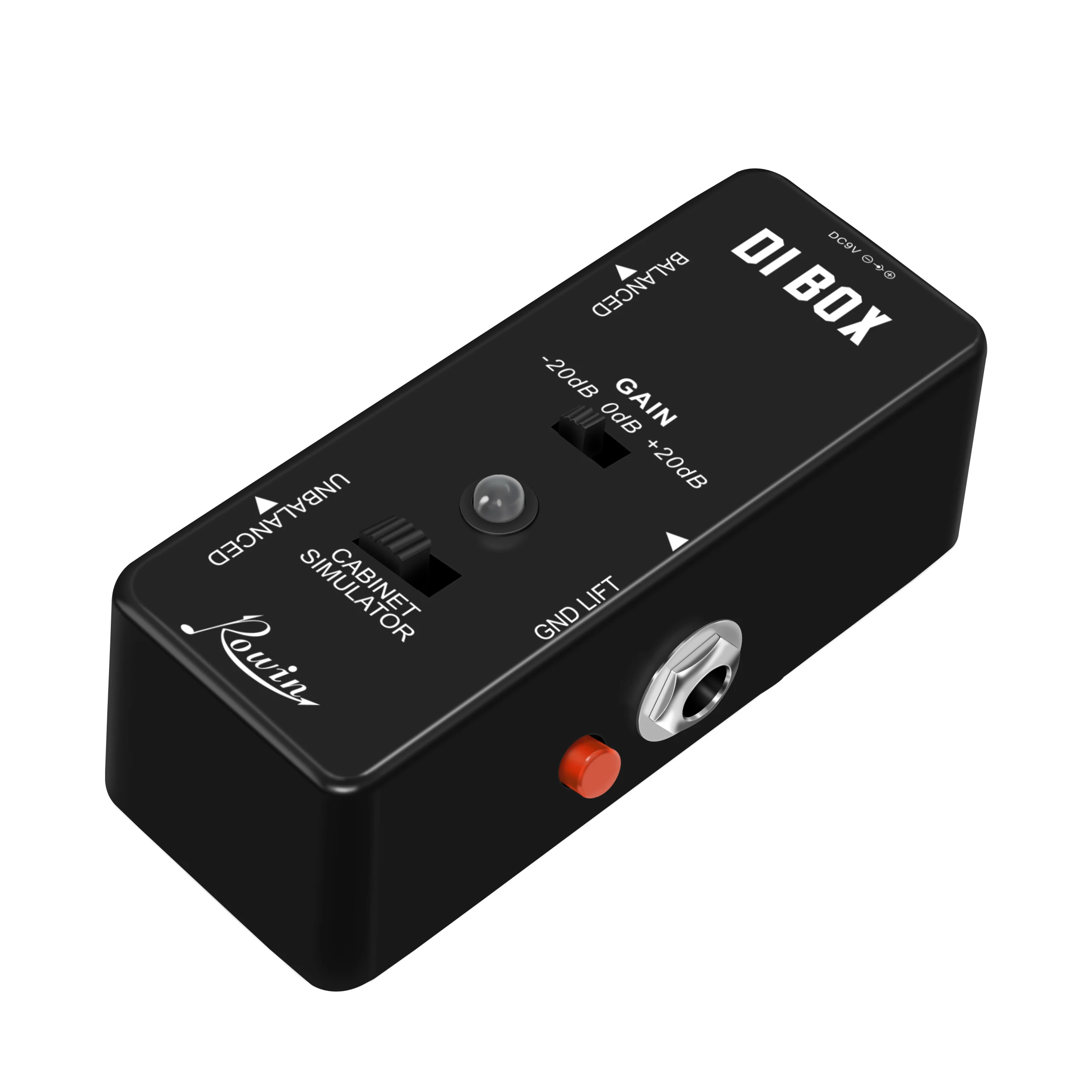 Rowin DI Box Direct Box Stompbox Pedal Ground Lift Switch Input to XLR Output Matching Box for Electric Guitar Bass LEF-331