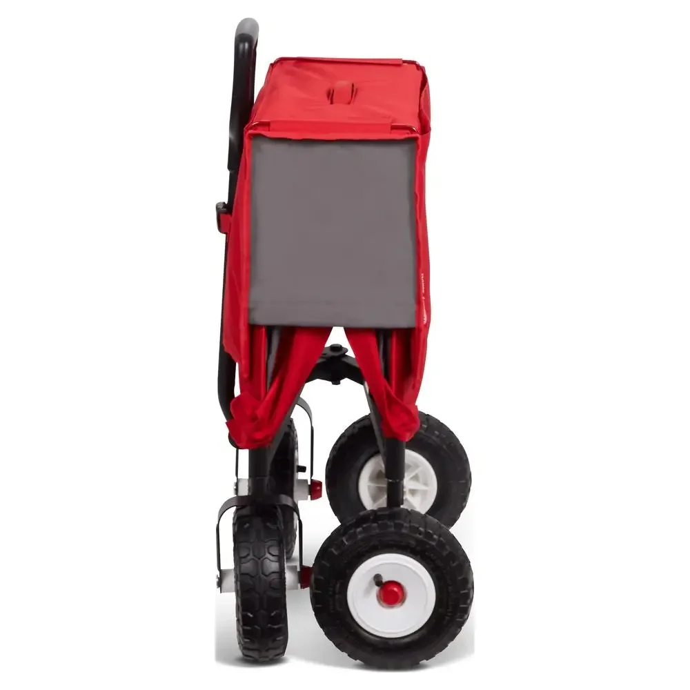 3-in-1 Folding Wagon with UV Canopy Red/Gray All-Terrain Air Tires Seat Belts 150 lbs Cap.