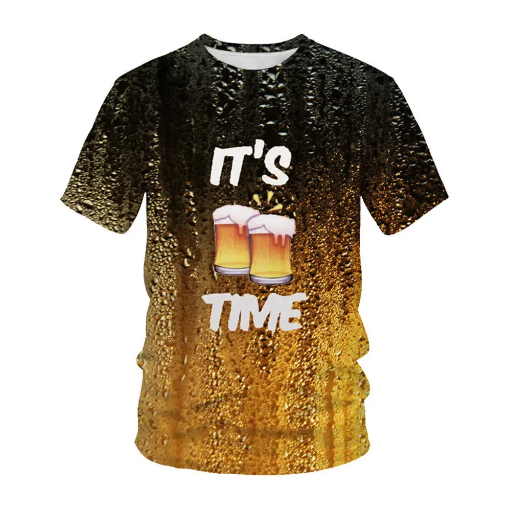 

New Fun Design Beer Collection Graphic T Shirts 3D Printing Fashion Streetwear Short Sleeve Round Neck Y2K Tops Men's Clothing