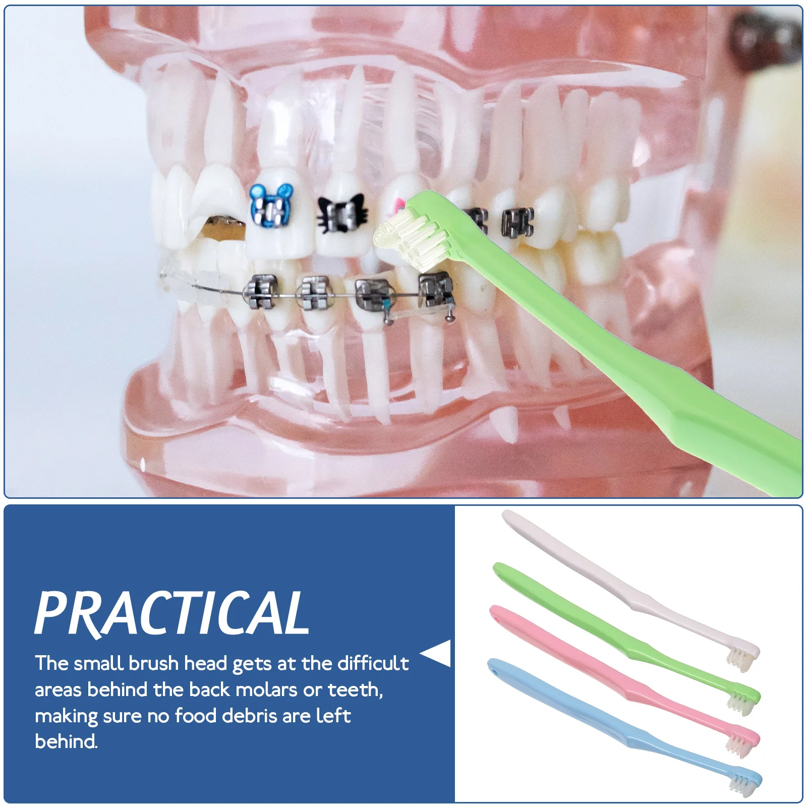 

4Pcs Interdental Brushes Small Head Ergonomic Toothbrushes Daily Use Manual Tapered Tooth Brush Home Travel Oral Cleaning