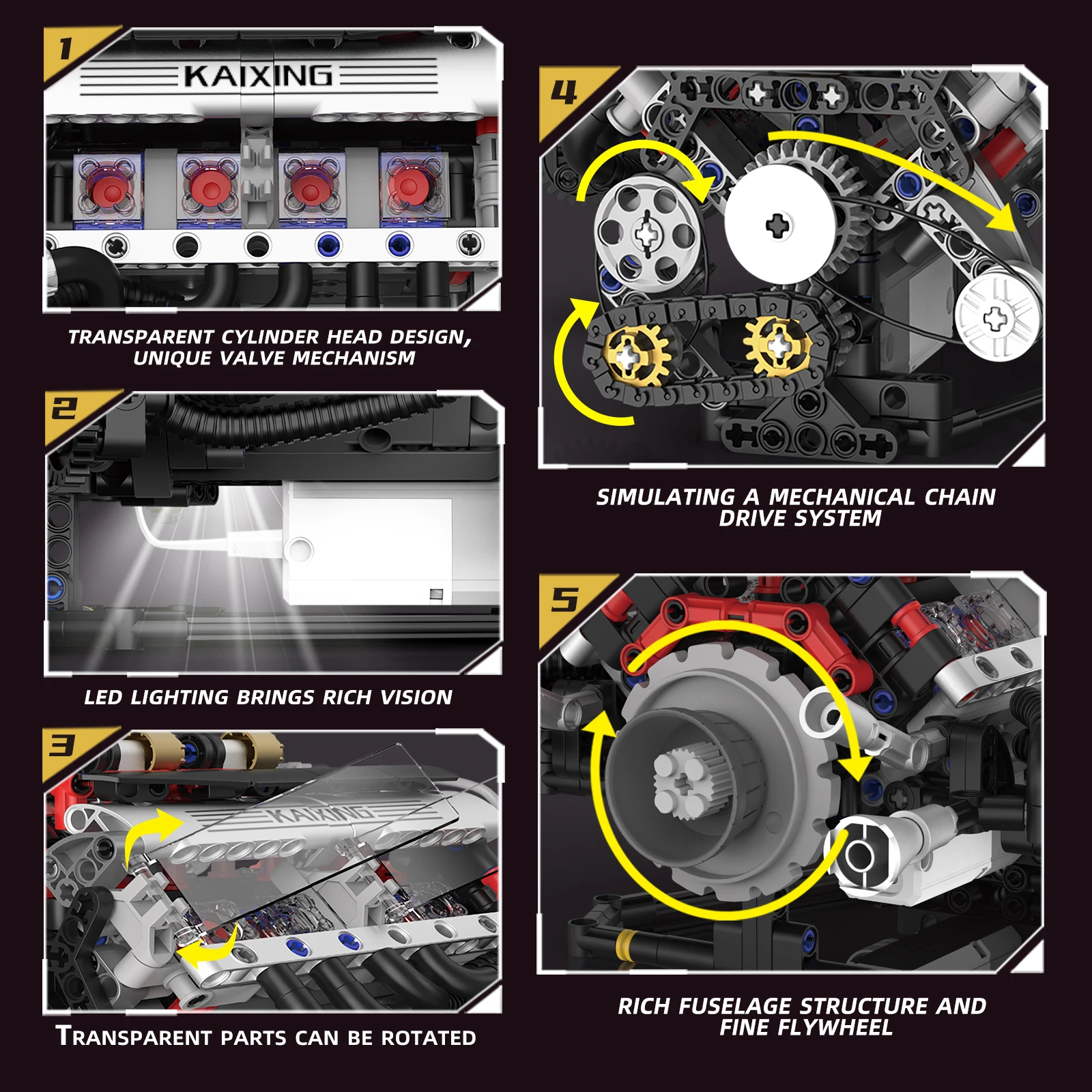 Motor de supercoche K96212 F + 1, 664 Uds., bloques de construcción V8, simulación DIY, modelo de luz LED y Control por aplicación, programación, ladrillos de accionamiento de Motor