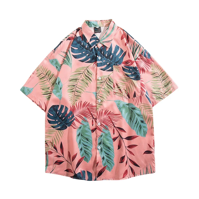 Men's Summer Seaside Hawaiian Short Sleeve Floral Shirt Fashion Loose Casual Handsome Beach Vacation Half Sleeve Flower Shirt
