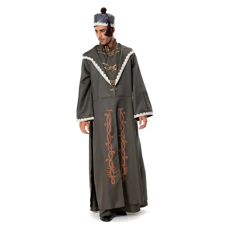 YI01 Dumbledore Cosplay Uomini adulti Robe Costume Costume cosplay di Halloween con parrucca cappello Set completo per uomini adultiJk8 * @